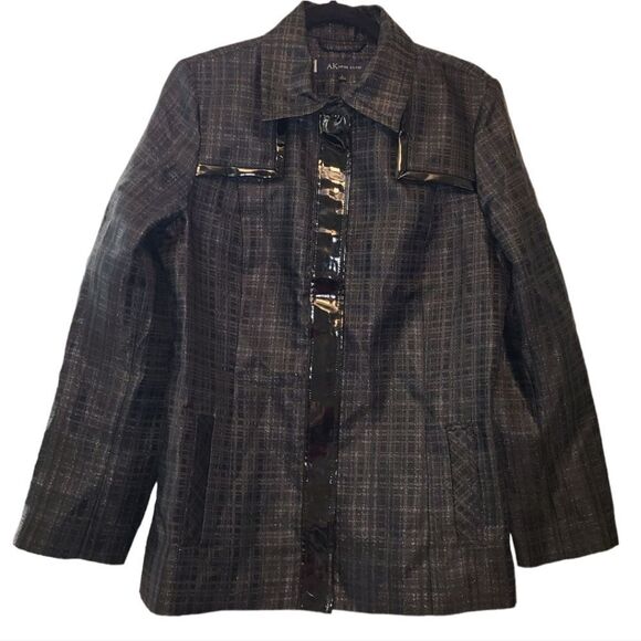 Metallic & Patent trimmed Anne Klein Jacket - Picture 1 of 10
